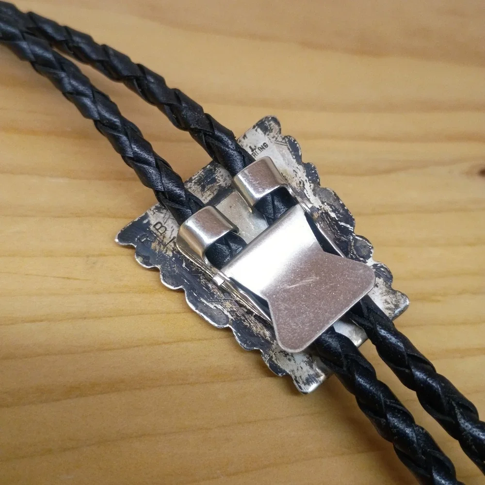 Zuni Pueblo Sterling Silver & Turquoise Bolo Tie RLB  Robert & Bernice Leekya